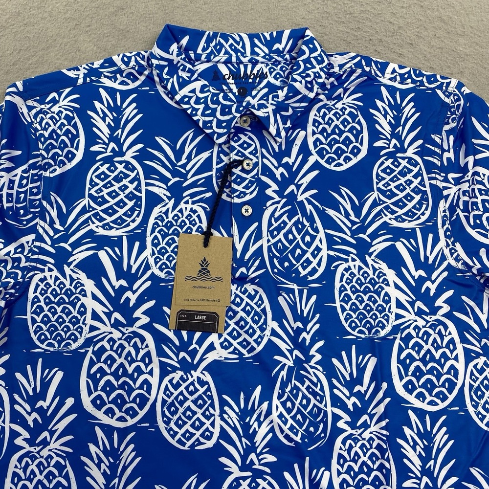 Chubbies Blue and White Pineapple Polo Shirt - Picture 2 of 11